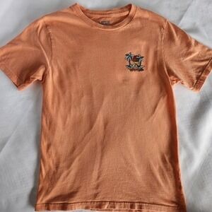 VANS T-Shirt Tropical Palm Tree Sunset Orange Beachy Skater Boy S 8/10 GUC